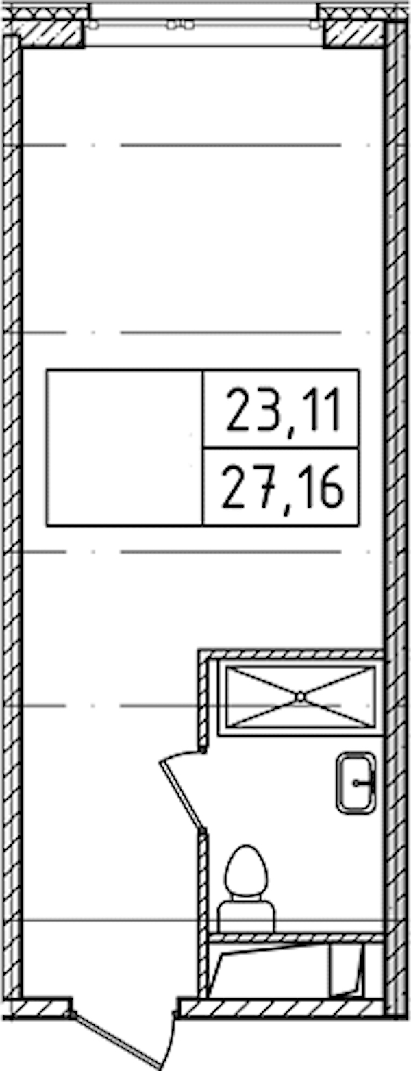 Квартира студия 27.16 м², 3/14 эт., Комплекс апартаментов «Ladozhsky Avenir»